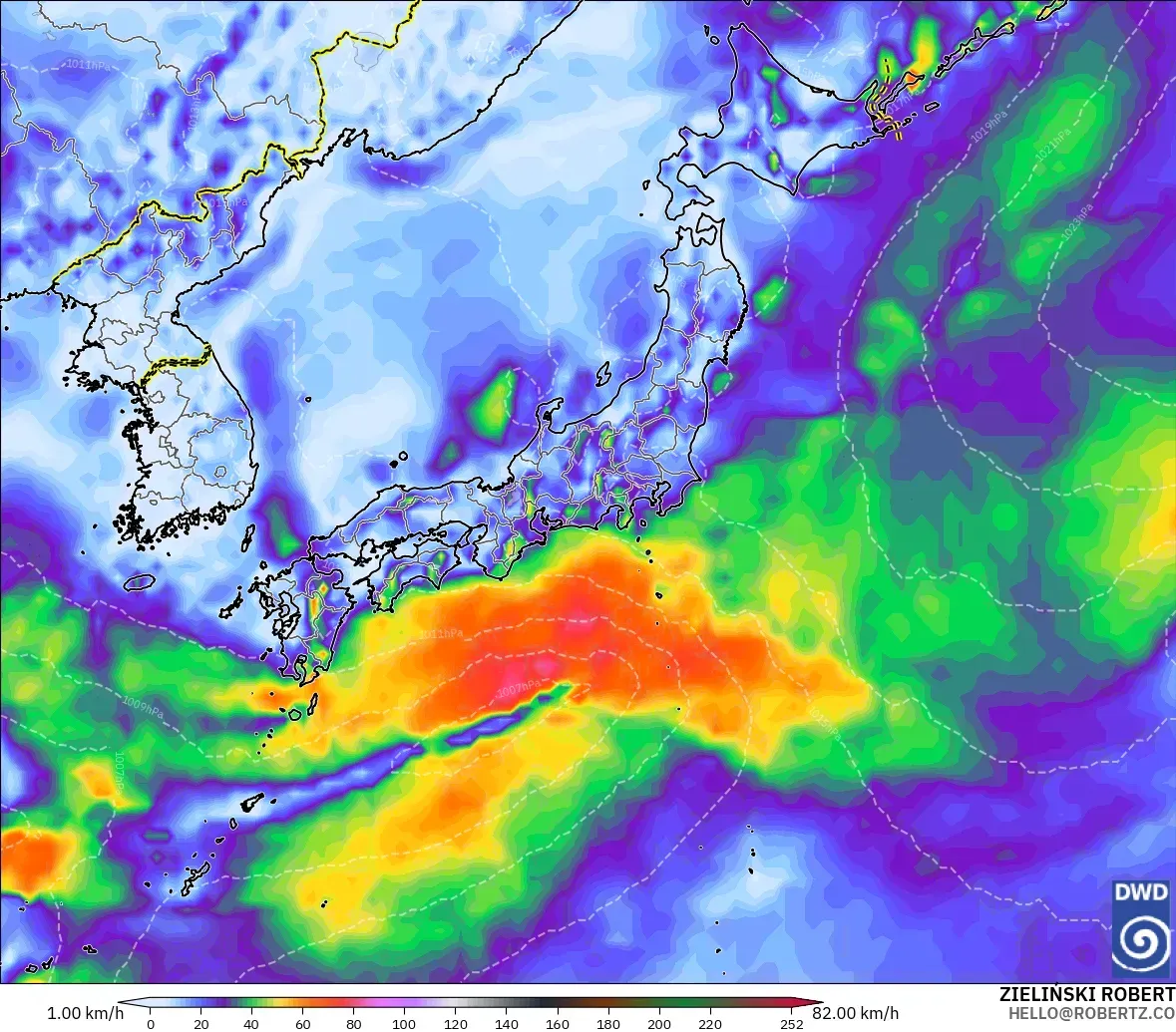 ICON modelo - Japón, Ráfagas de viento