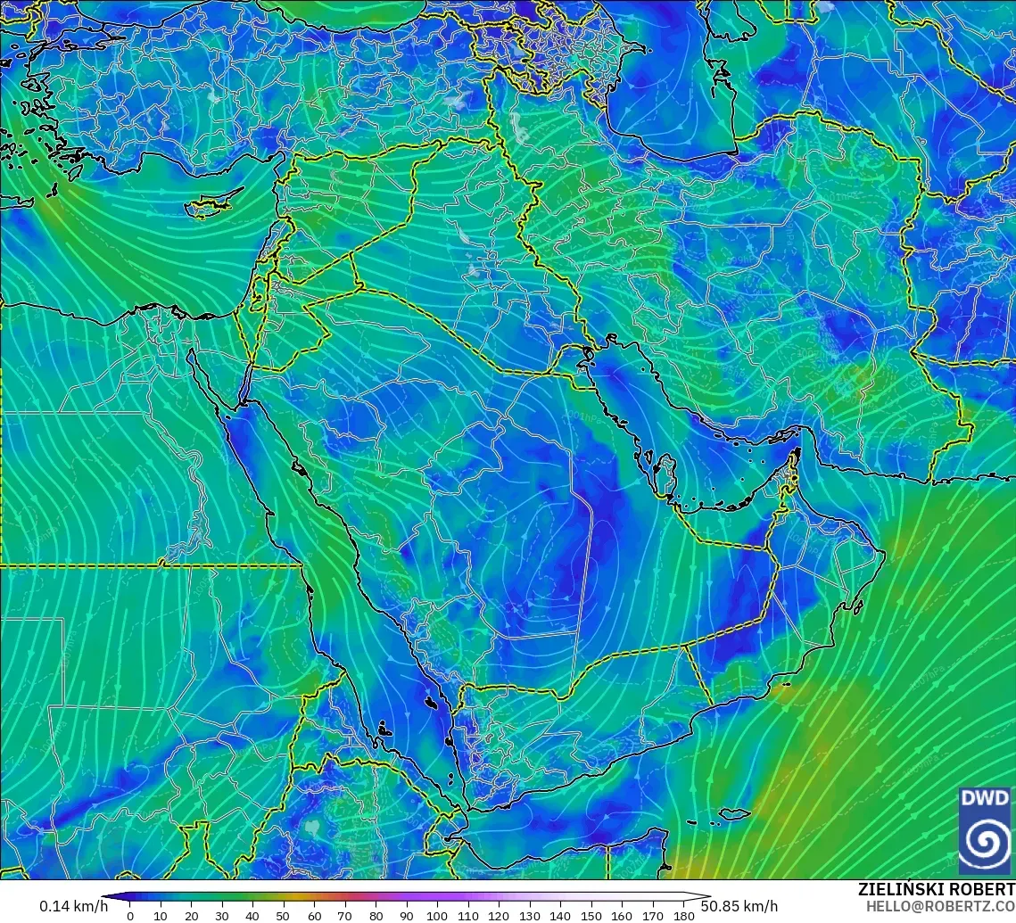 ICON modelo - Oriente Medio, Viento a 10 m