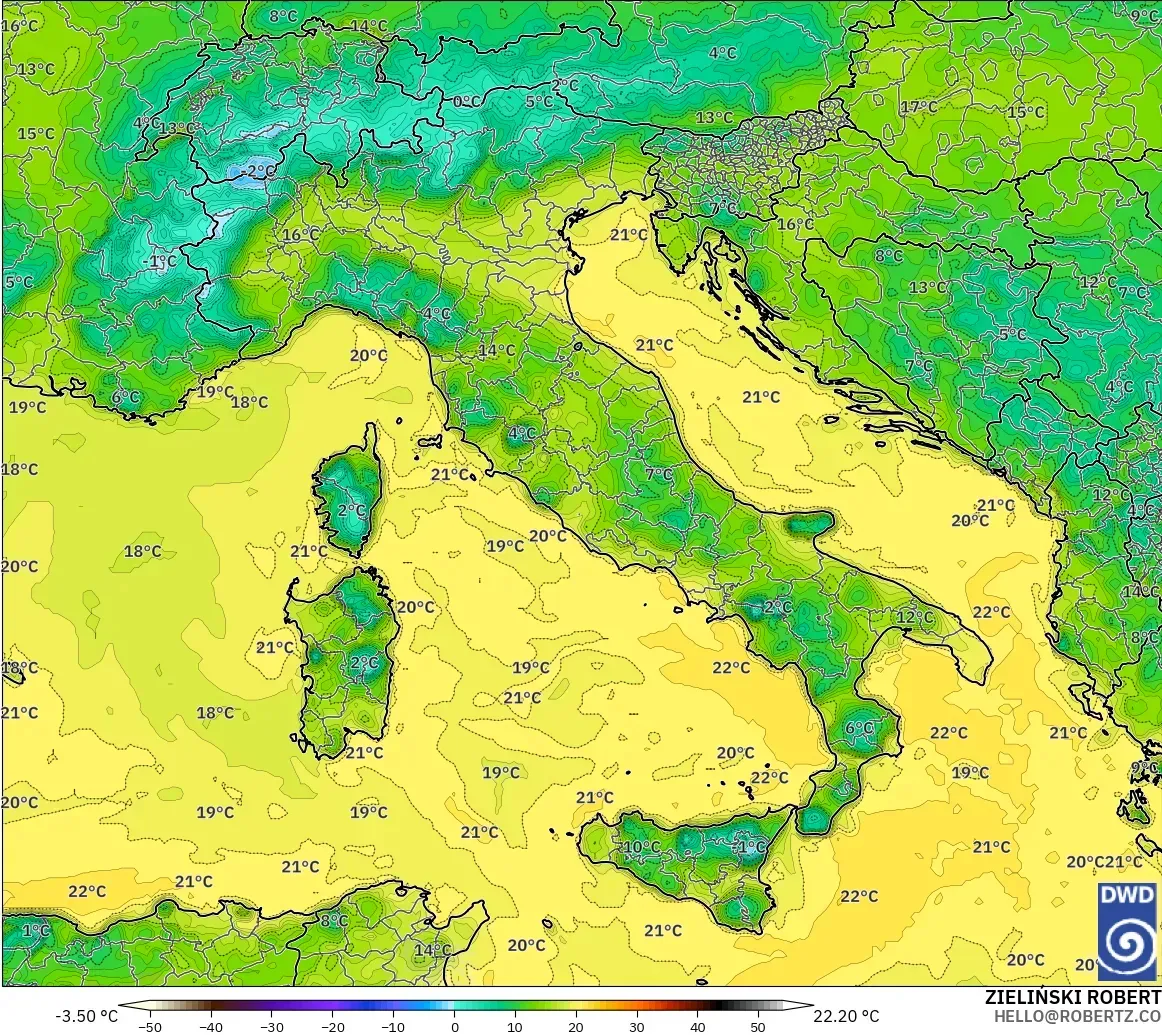 ICON modelo - Italia, Punto de rocío a 2 m