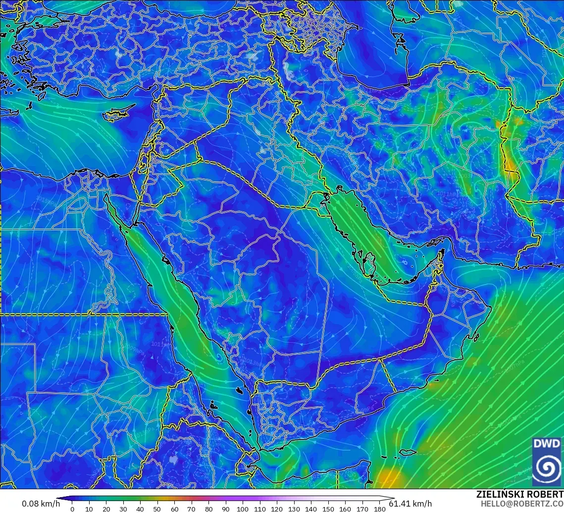 ICON modelo - Oriente Medio, Viento a 10 m