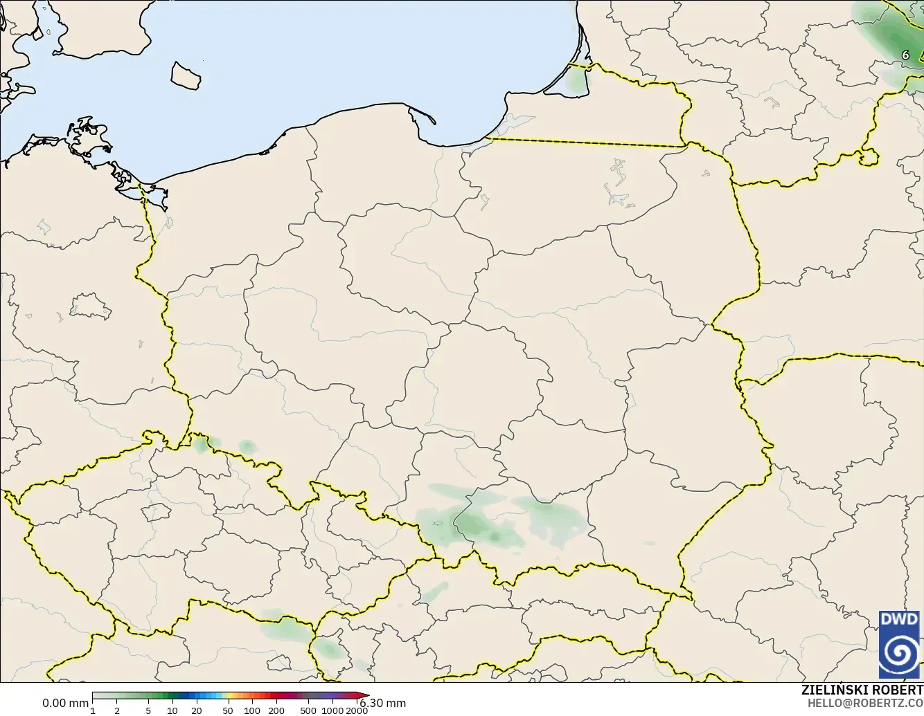 ICON modelo - Polonia, Acumulación de precipitación