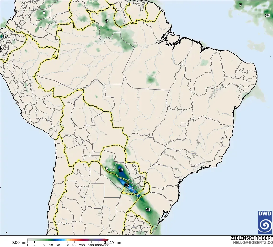 ICON modelo - Brasil, Acumulación de precipitación