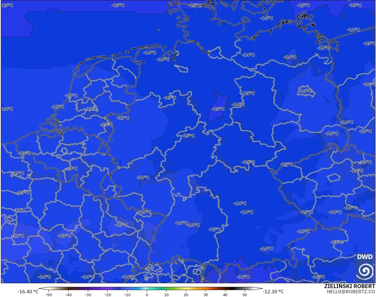 ICON modelo - Alemania, Temperatura a 500 hPa