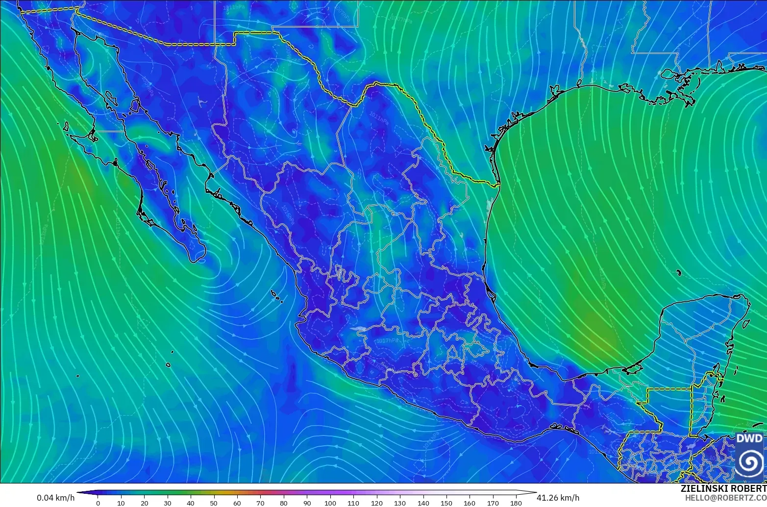 ICON modelo - México, Viento a 10 m