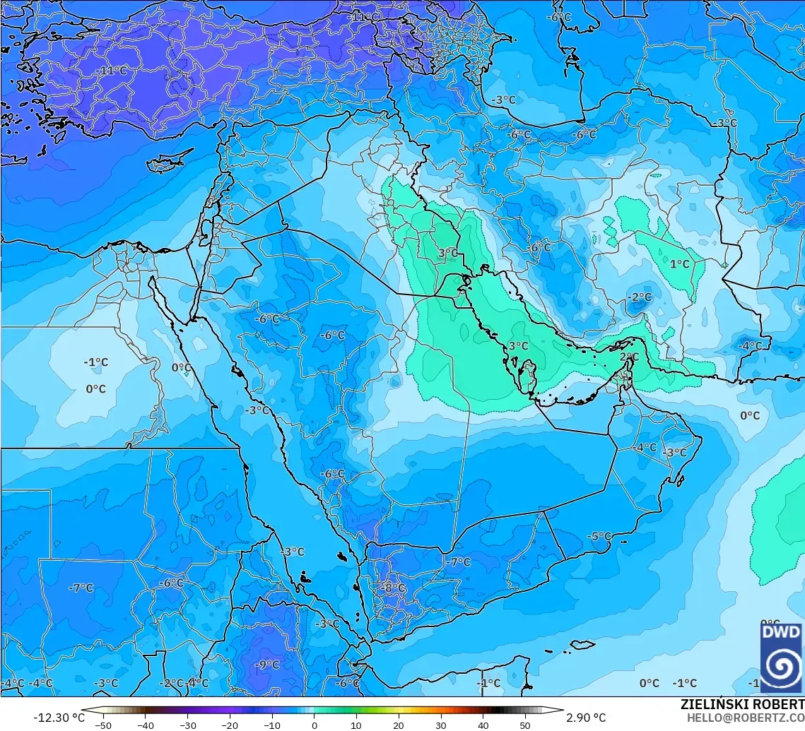 ICON modelo - Oriente Medio, Temperatura a 500 hPa