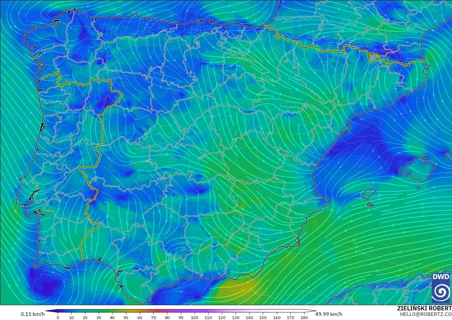 ICON modelo - España, Viento a 10 m