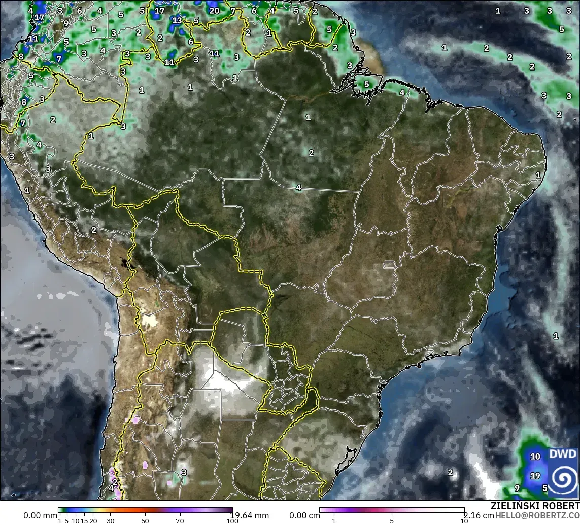 ICON modelo - Brasil, Precipitación, nubes y presión