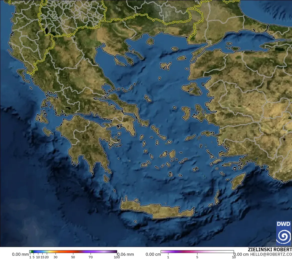ICON modelo - Grecia, Precipitación, nubes y presión