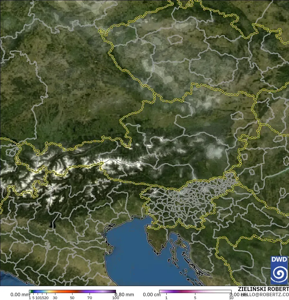 ICON modelo - Austria, Precipitación, nubes y presión