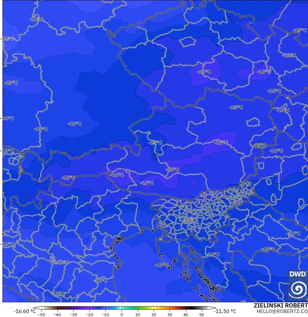 ICON modelo - Austria, Temperatura a 500 hPa