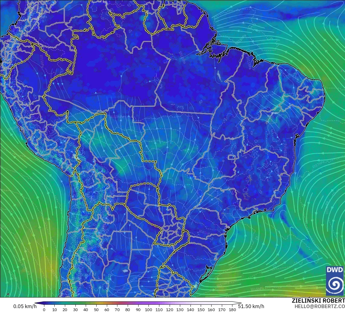 ICON modelo - Brasil, Viento a 10 m