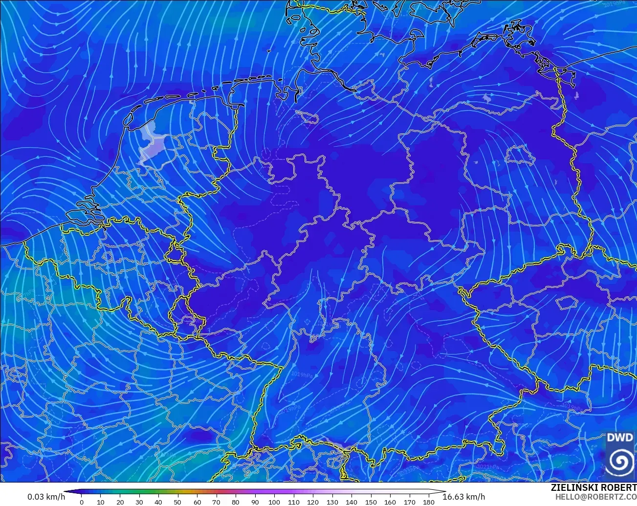 ICON modelo - Alemania, Viento a 10 m