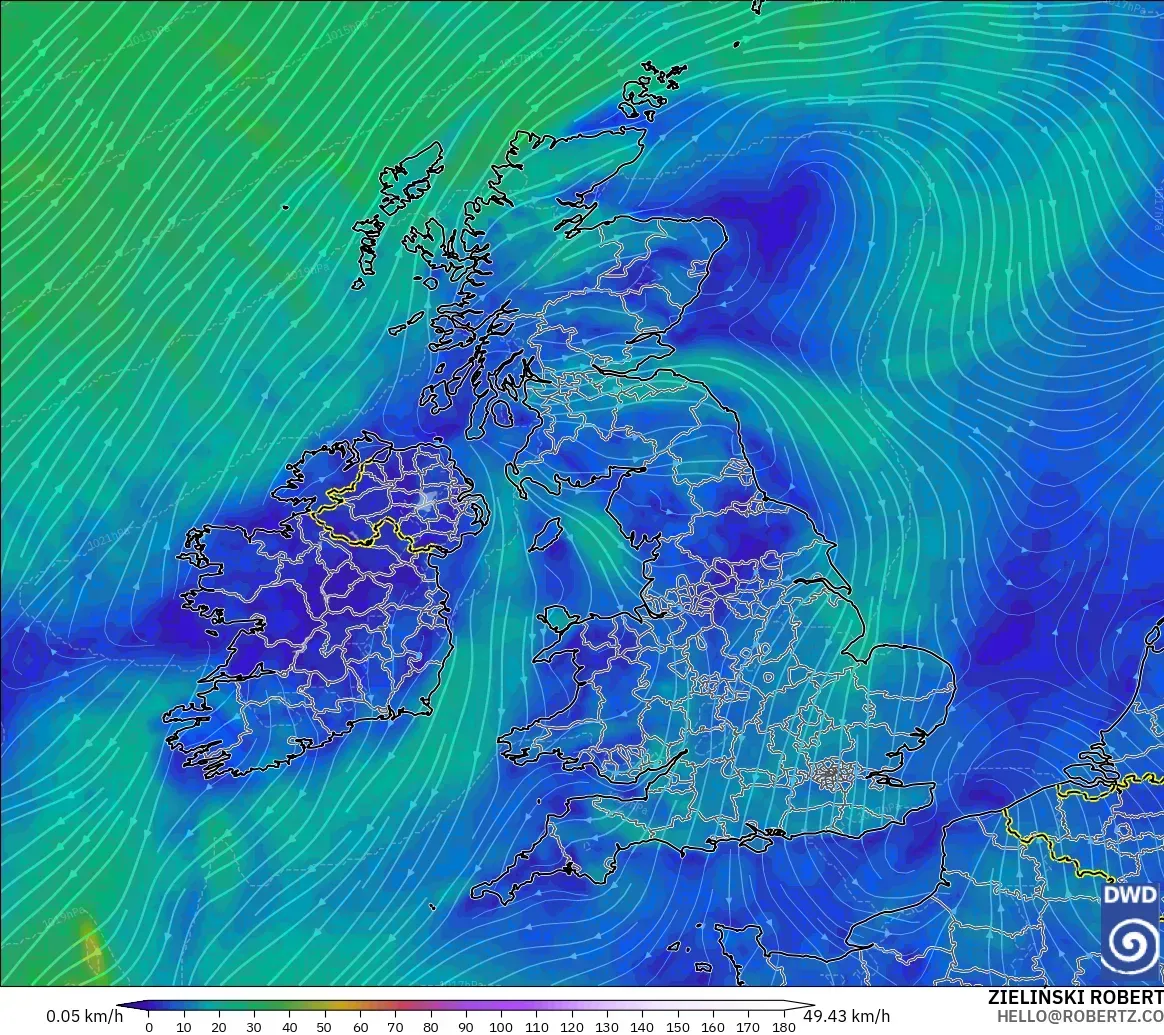 ICON modelo - Reino Unido, Viento a 10 m