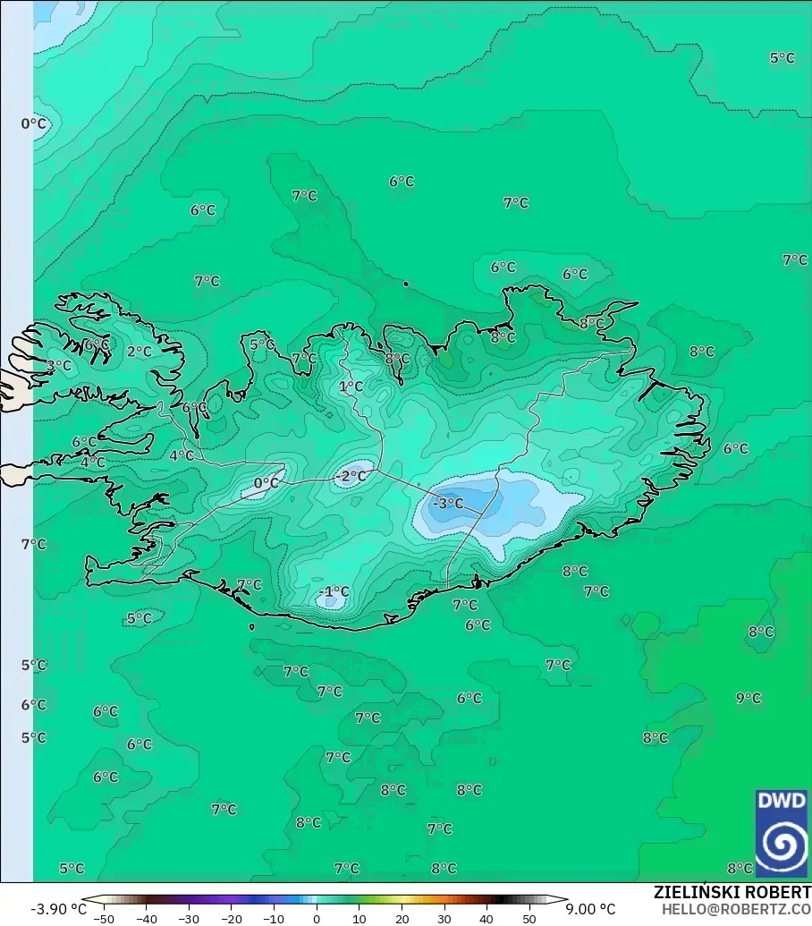 ICON modelo - Islandia, Punto de rocío a 2 m