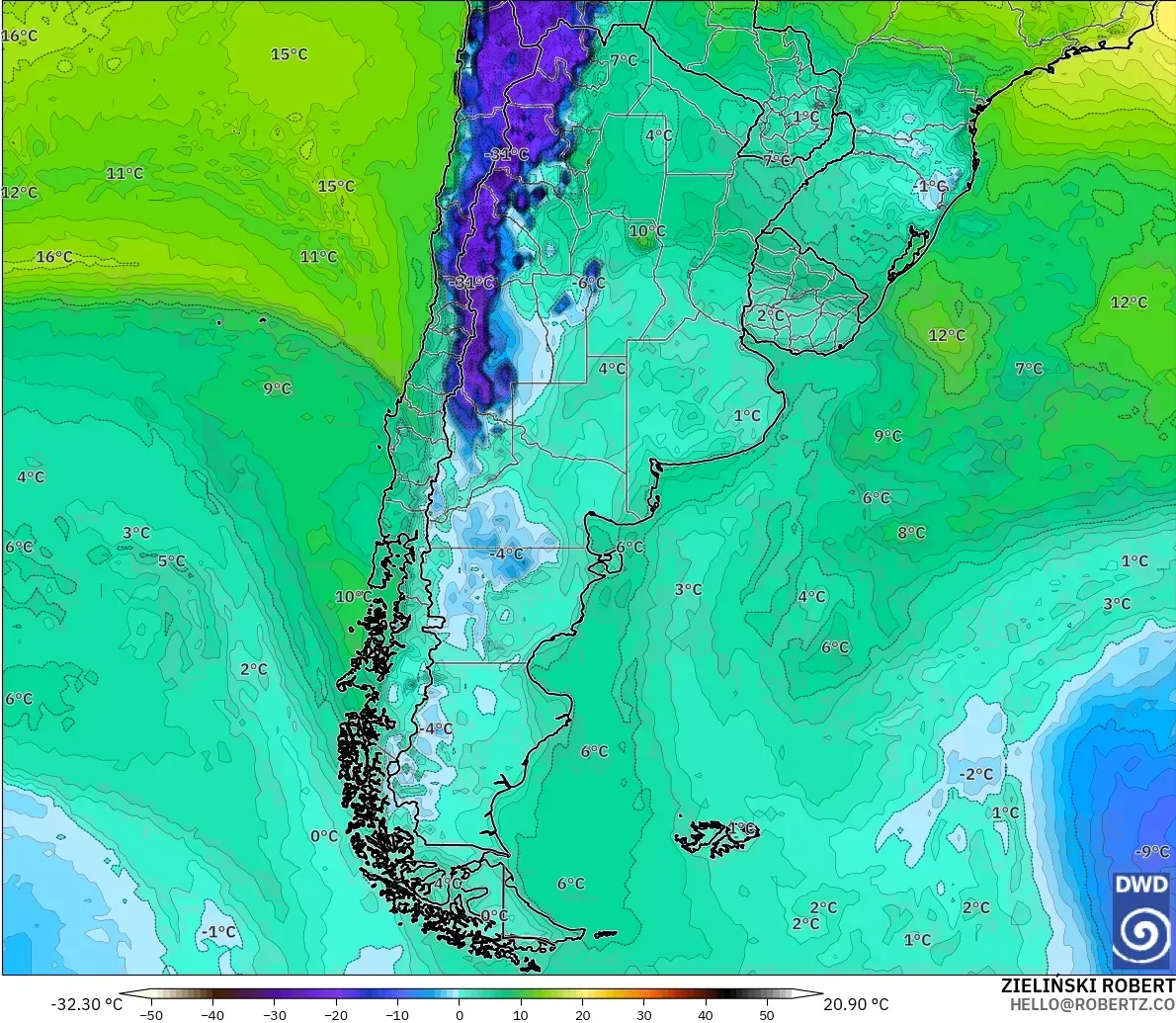 ICON modelo - Argentina, Punto de rocío a 2 m