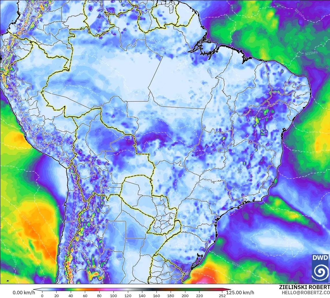 ICON modelo - Brasil, Ráfagas de Viento Máximas