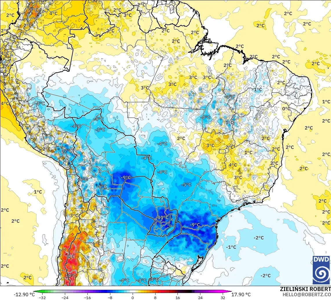 ICON modelo - Brasil, Anomalía de temperatura a 2 m