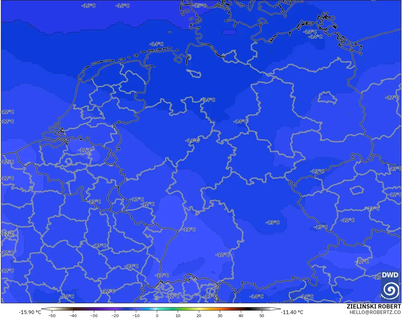 ICON modelo - Alemania, Temperatura a 500 hPa