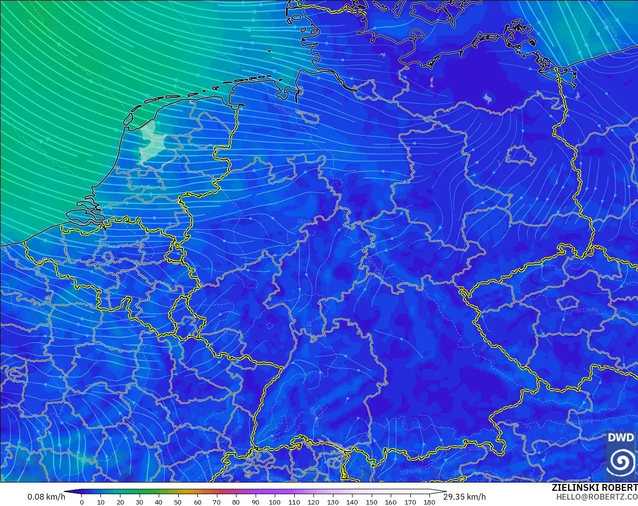 ICON modelo - Alemania, Viento a 10 m