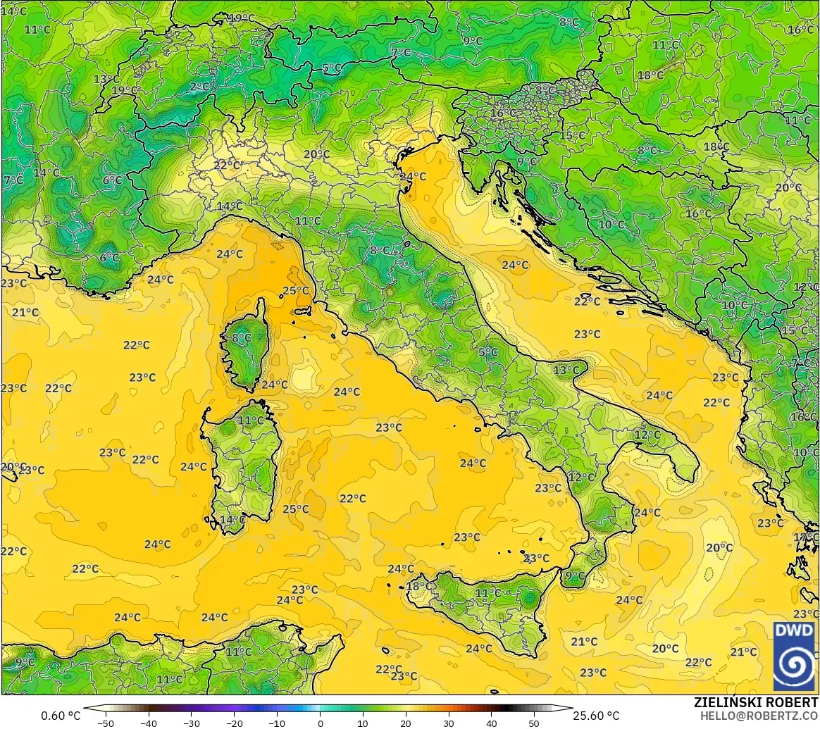 ICON modelo - Italia, Punto de rocío a 2 m