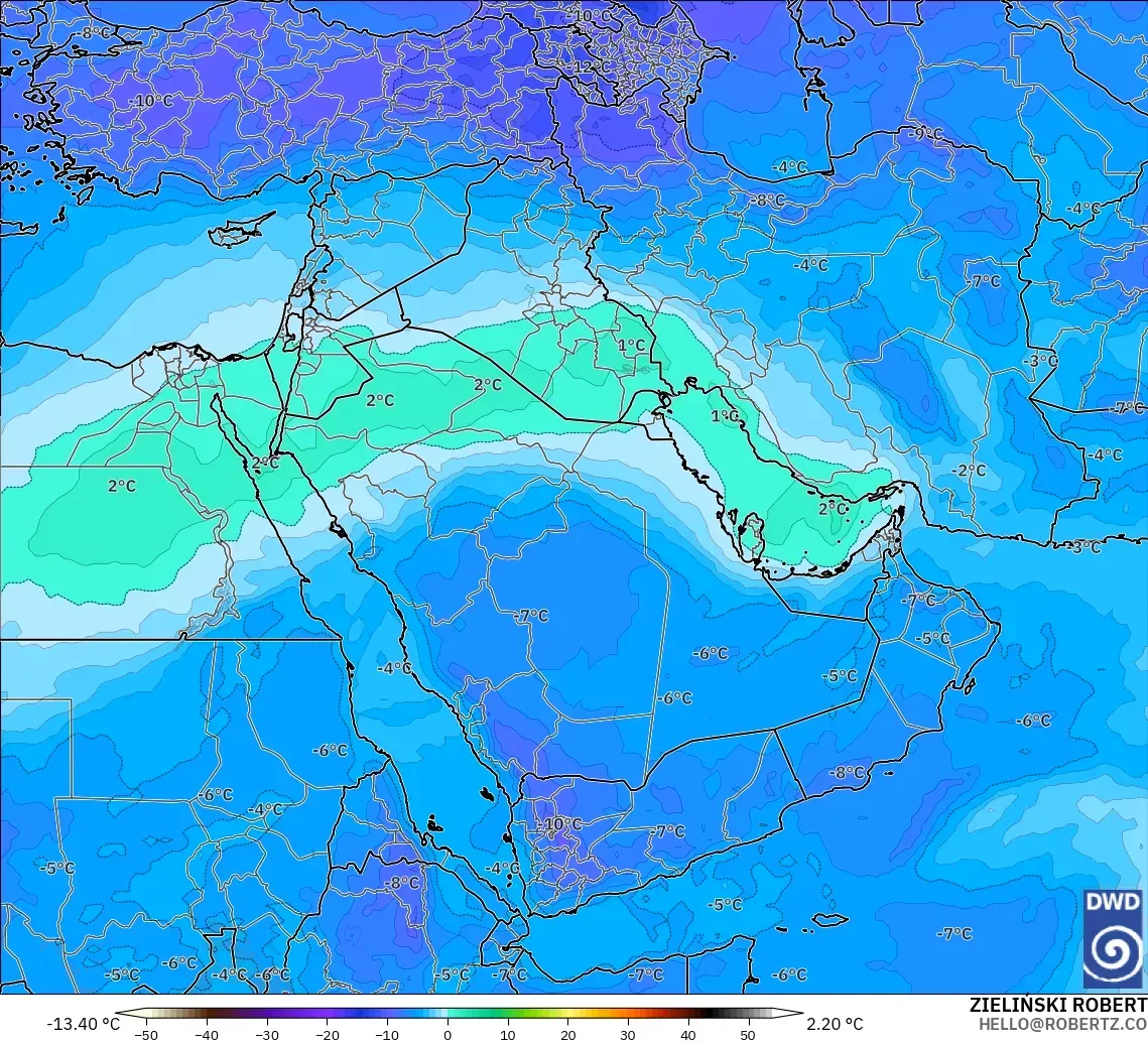 ICON modelo - Oriente Medio, Temperatura a 500 hPa