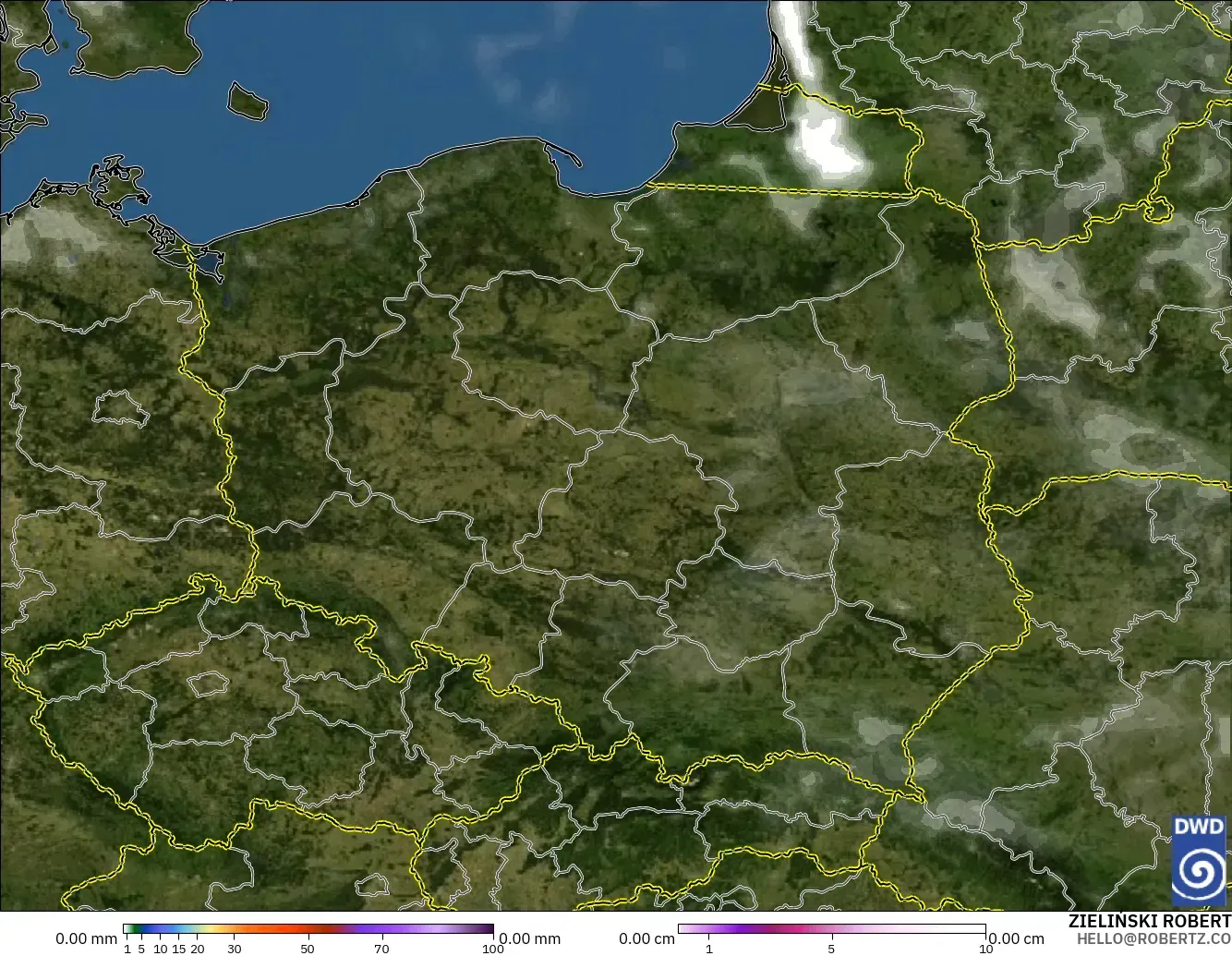 ICON modelo - Polonia, Precipitación, nubes y presión