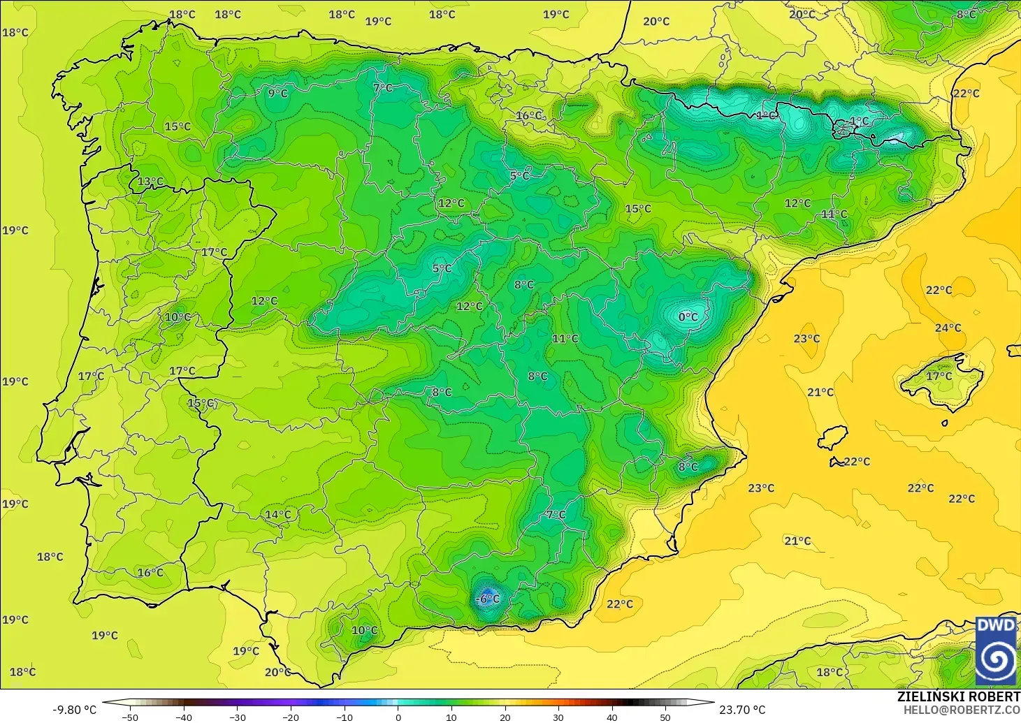 ICON modelo - España, Punto de rocío a 2 m