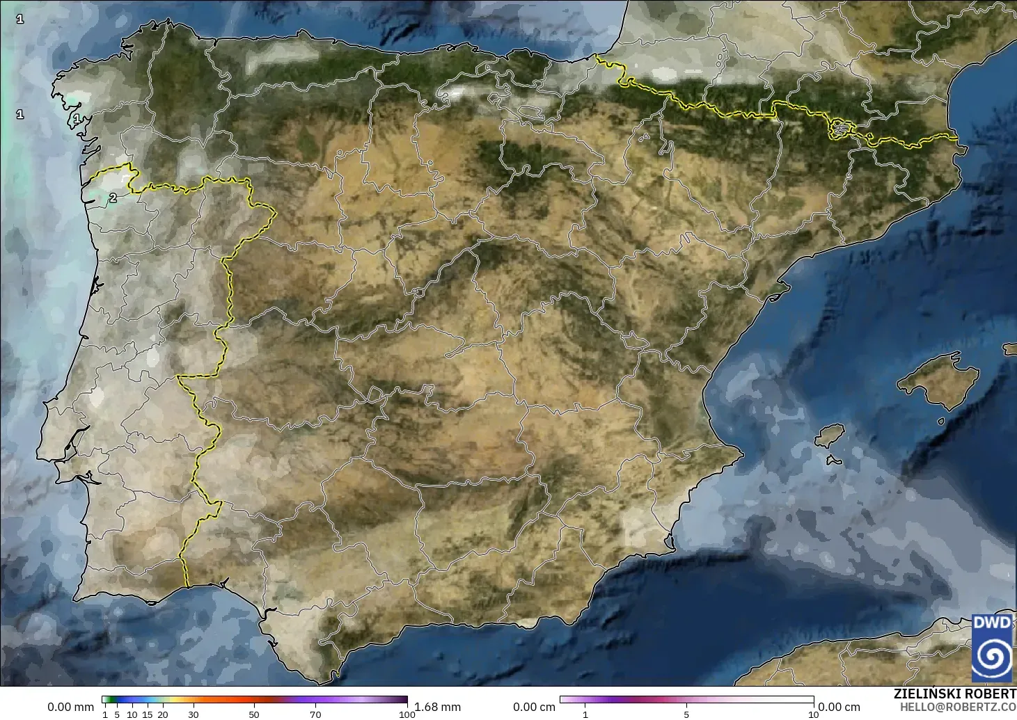 ICON modelo - España, Precipitación, nubes y presión