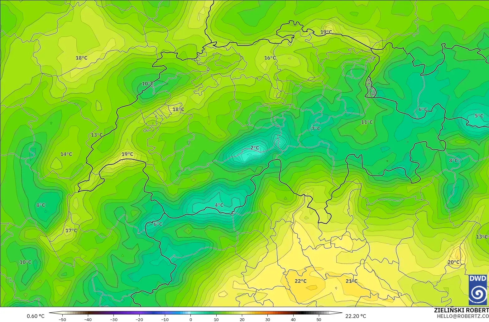 ICON modelo - Suiza, Punto de rocío a 2 m