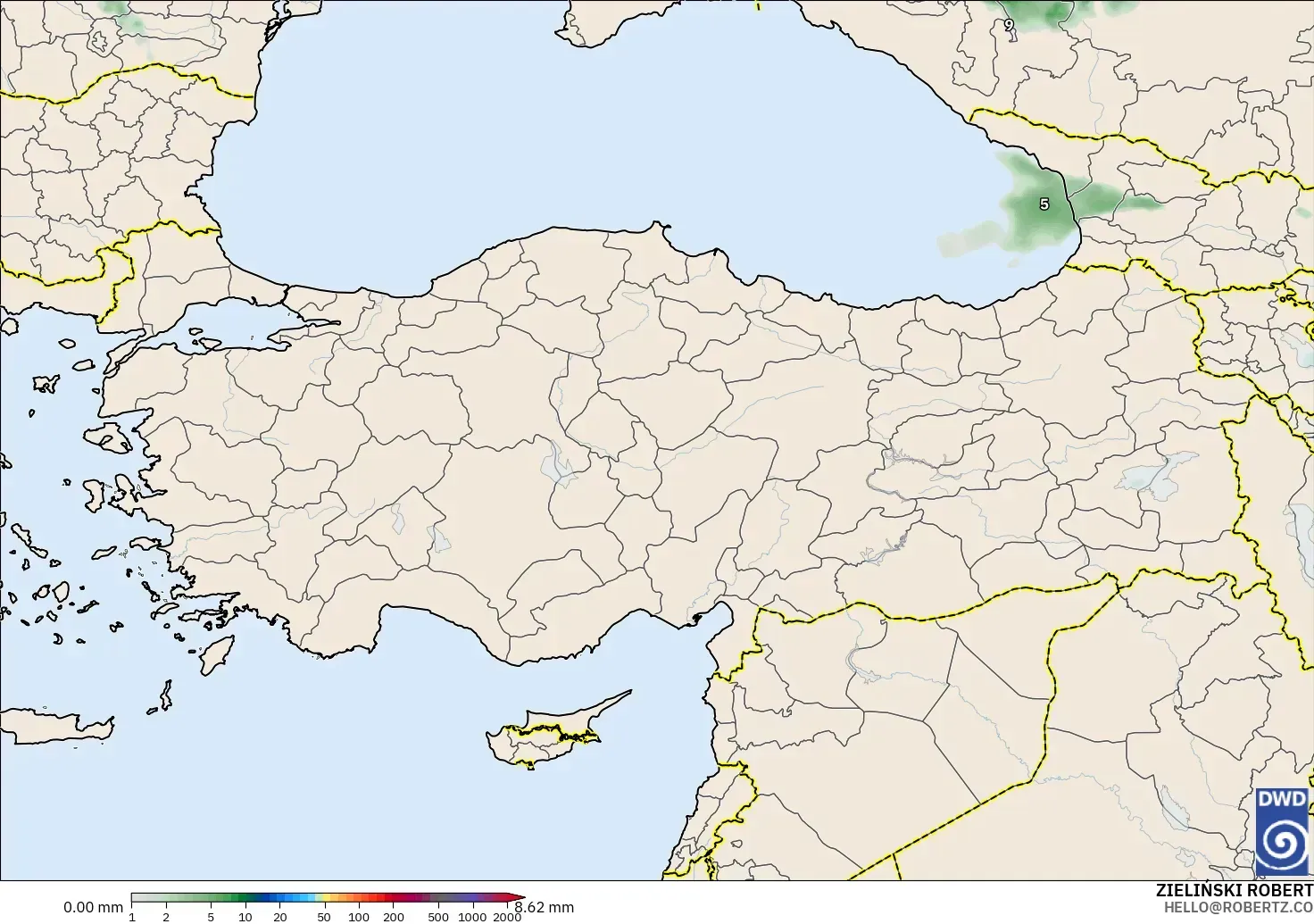 ICON modelo - Turquía, Acumulación de precipitación
