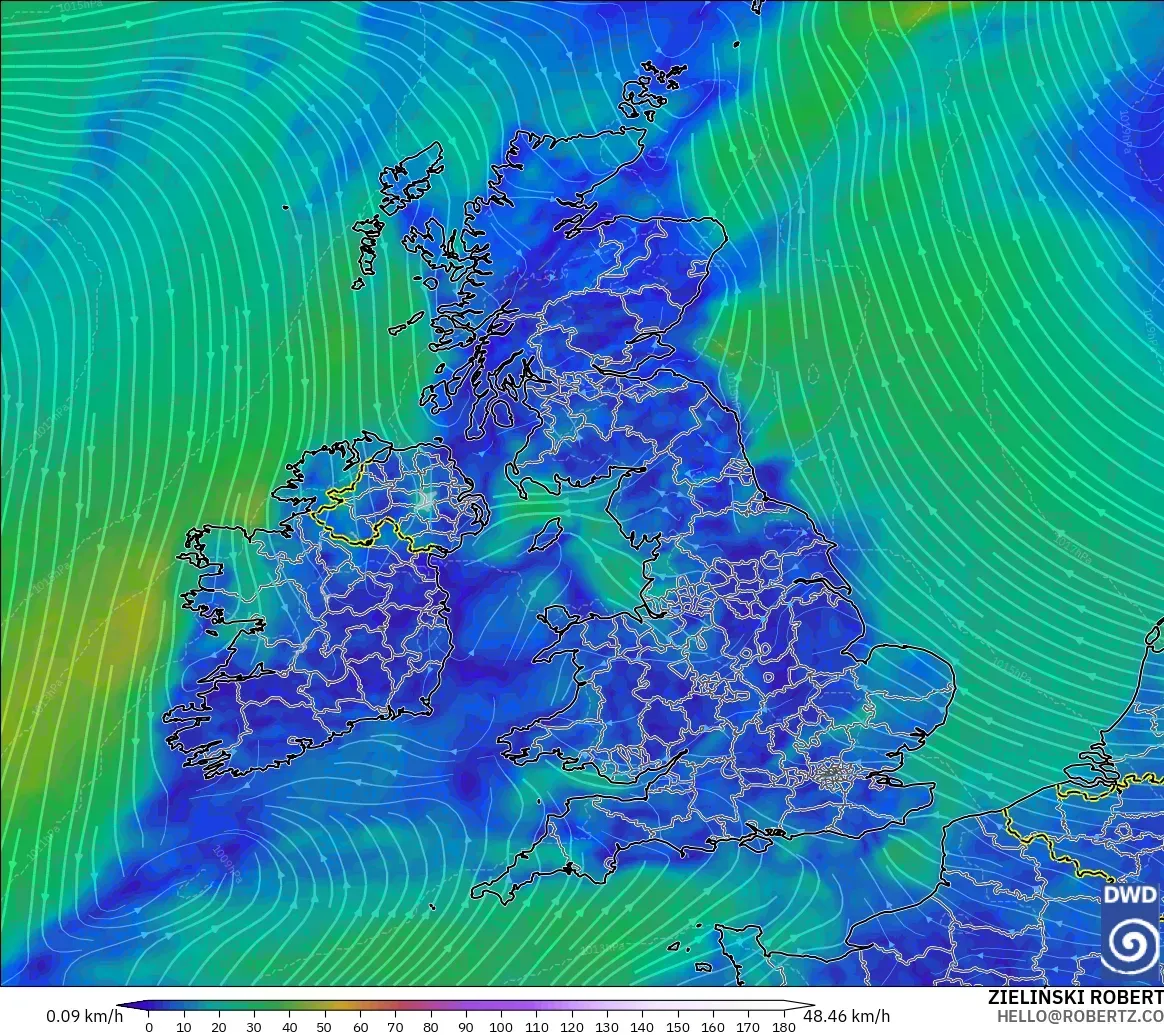 ICON modelo - Reino Unido, Viento a 10 m