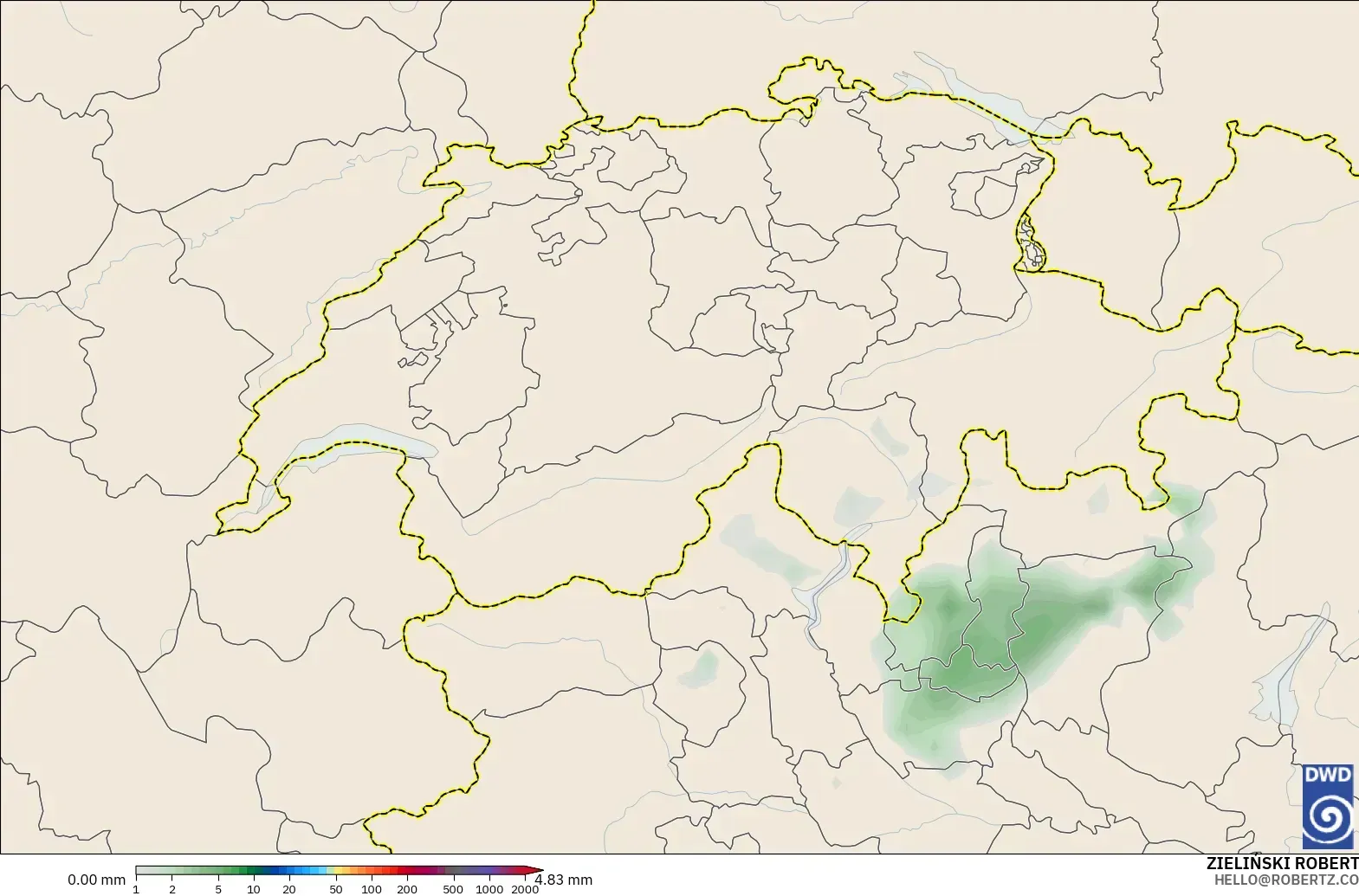 ICON modelo - Suiza, Acumulación de precipitación