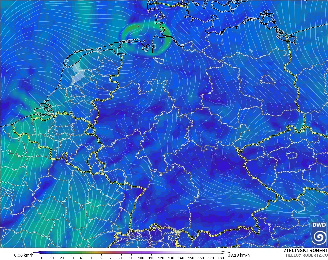 ICON modelo - Alemania, Viento a 10 m