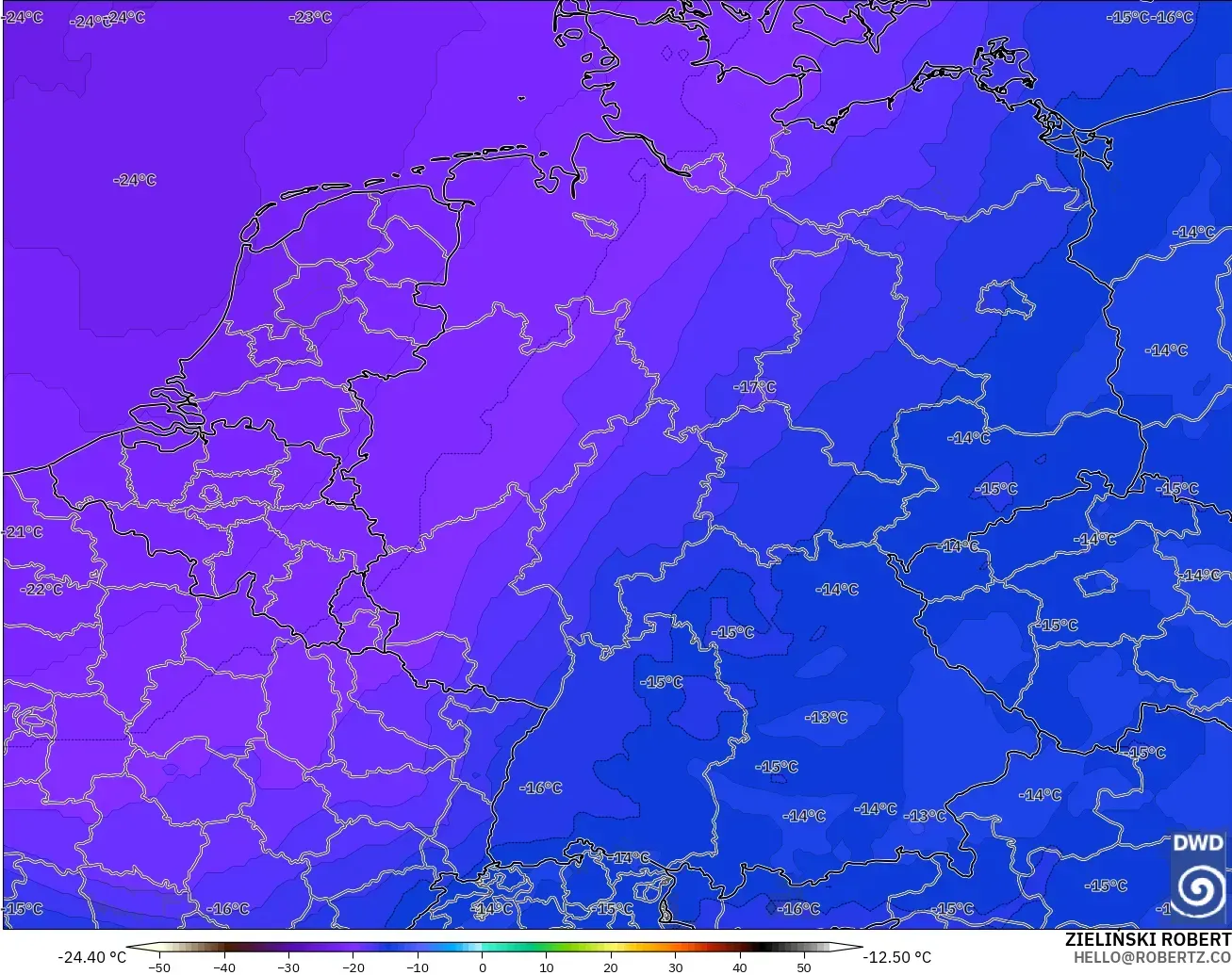 ICON modelo - Alemania, Temperatura a 500 hPa