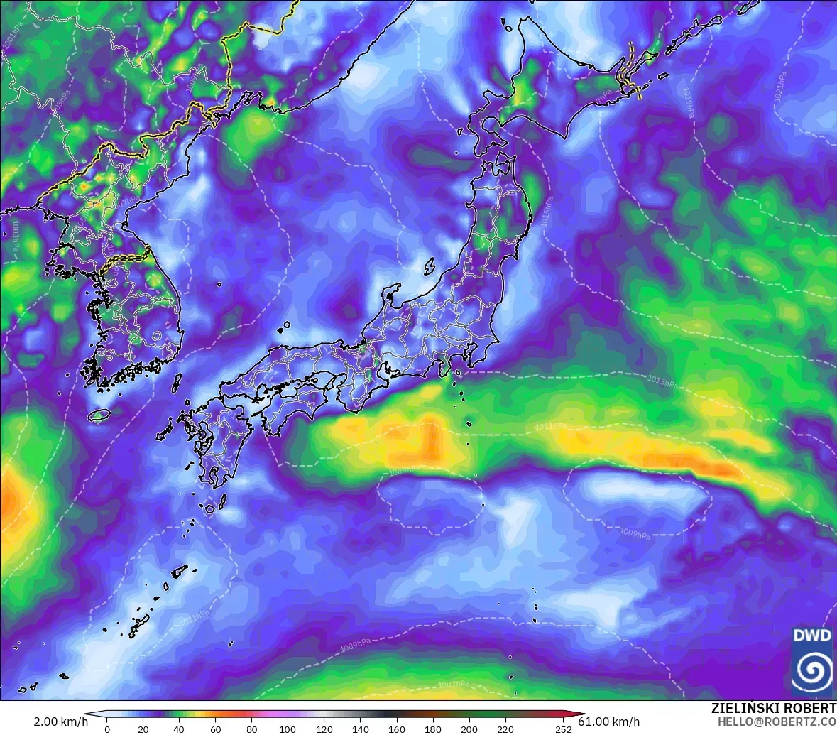 ICON modelo - Japón, Ráfagas de Viento Máximas