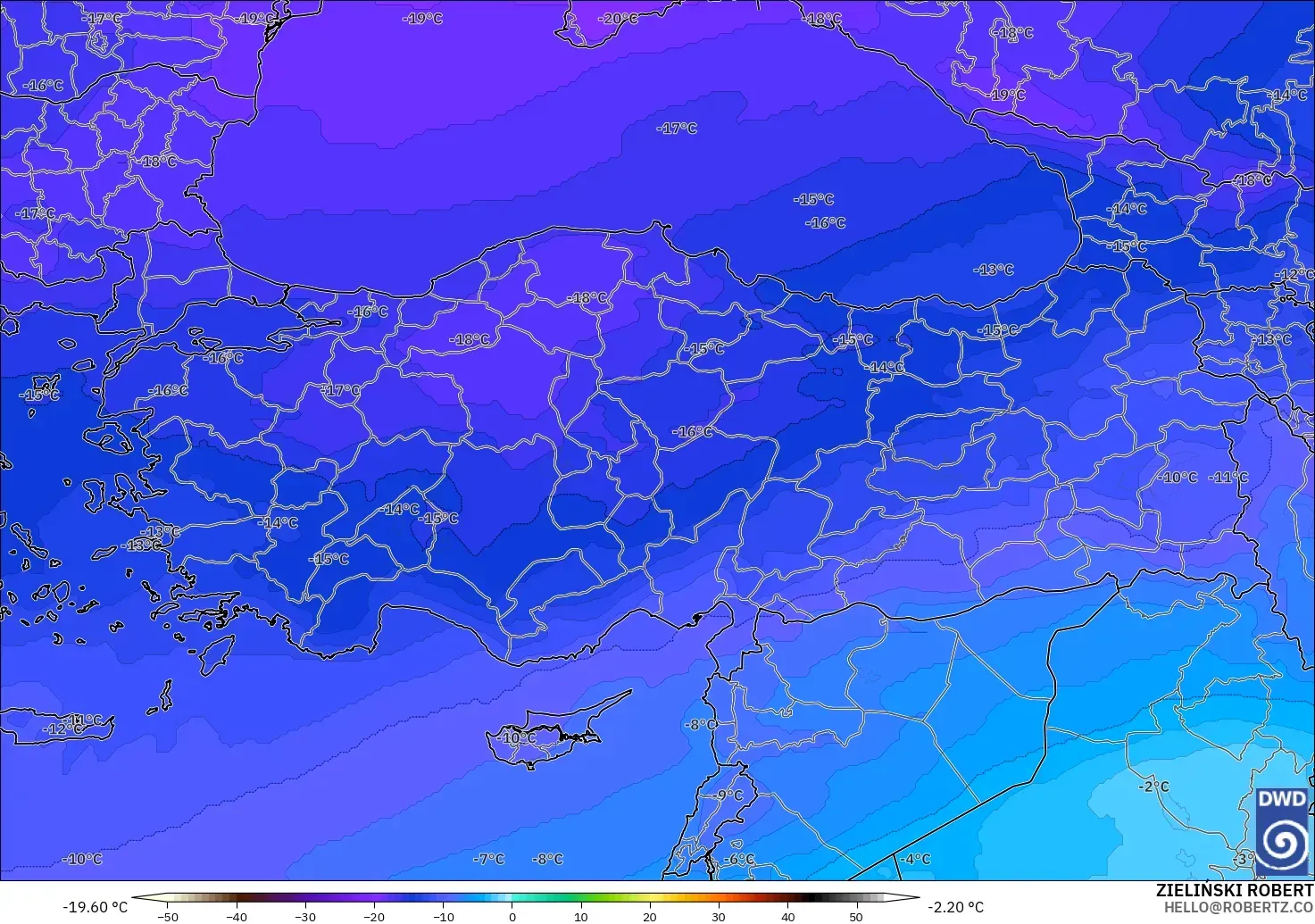 ICON modelo - Turquía, Temperatura a 500 hPa