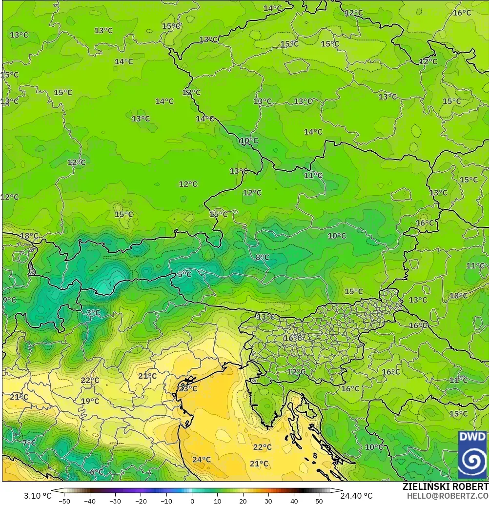 ICON modelo - Austria, Punto de rocío a 2 m