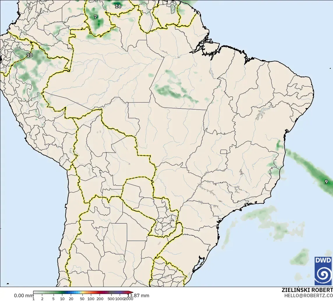 ICON modelo - Brasil, Acumulación de precipitación