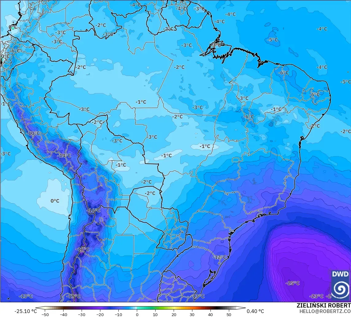 ICON modelo - Brasil, Temperatura a 500 hPa