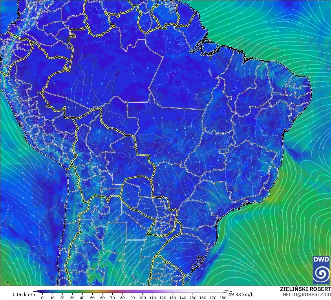 ICON modelo - Brasil, Viento a 10 m