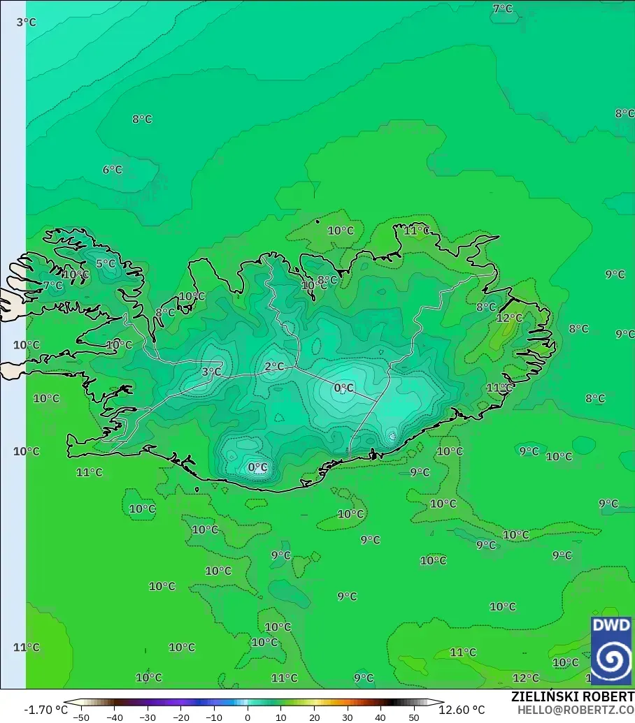 ICON modelo - Islandia, Punto de rocío a 2 m