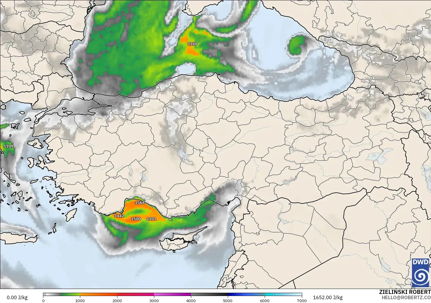 ICON modelo - Turquía, CAPE
