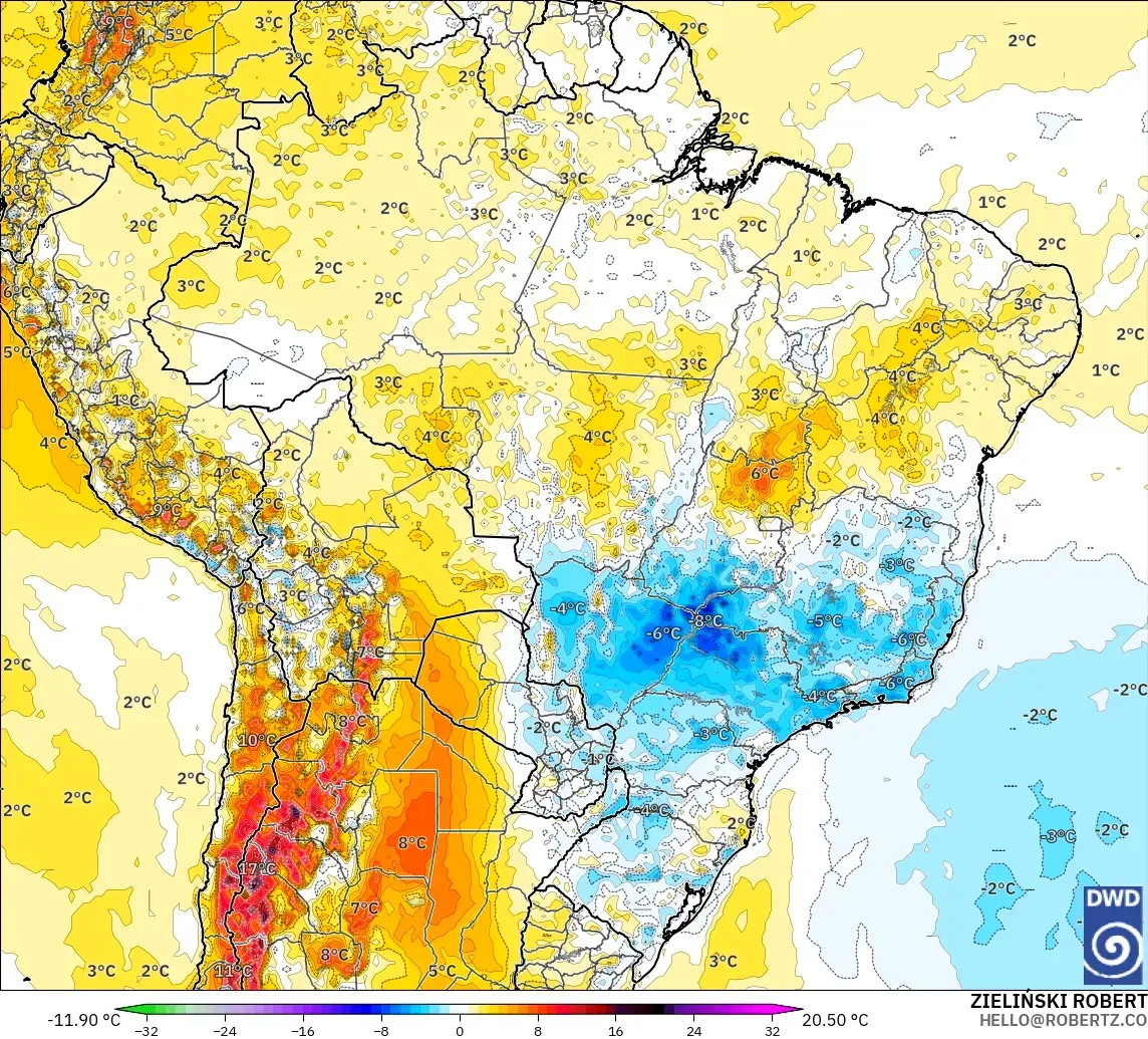 ICON modelo - Brasil, Anomalía de temperatura a 2 m