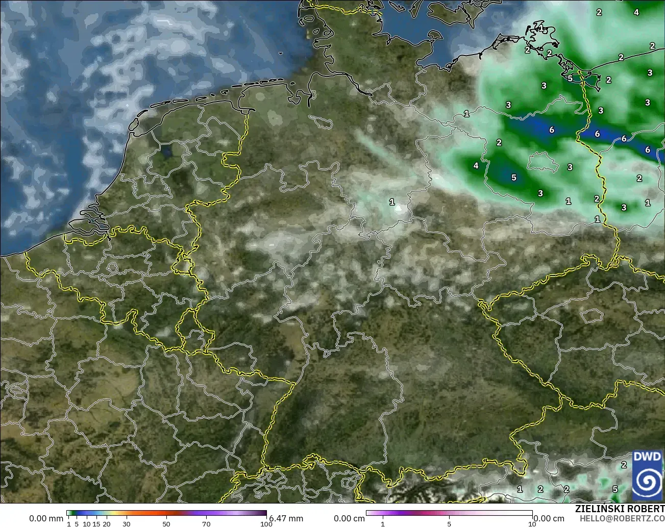 ICON modelo - Alemania, Precipitación, nubes y presión