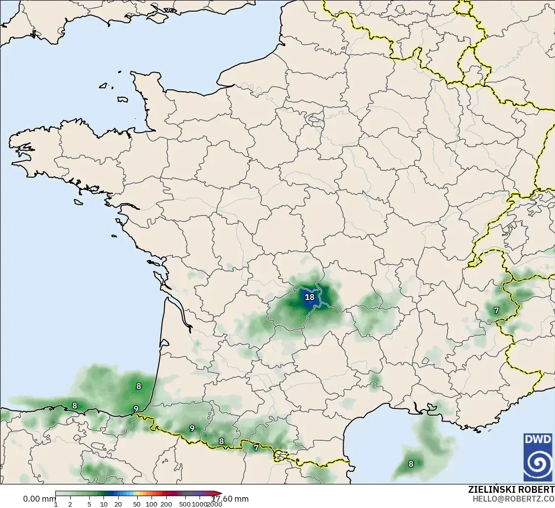 ICON modelo - Francia, Acumulación de precipitación