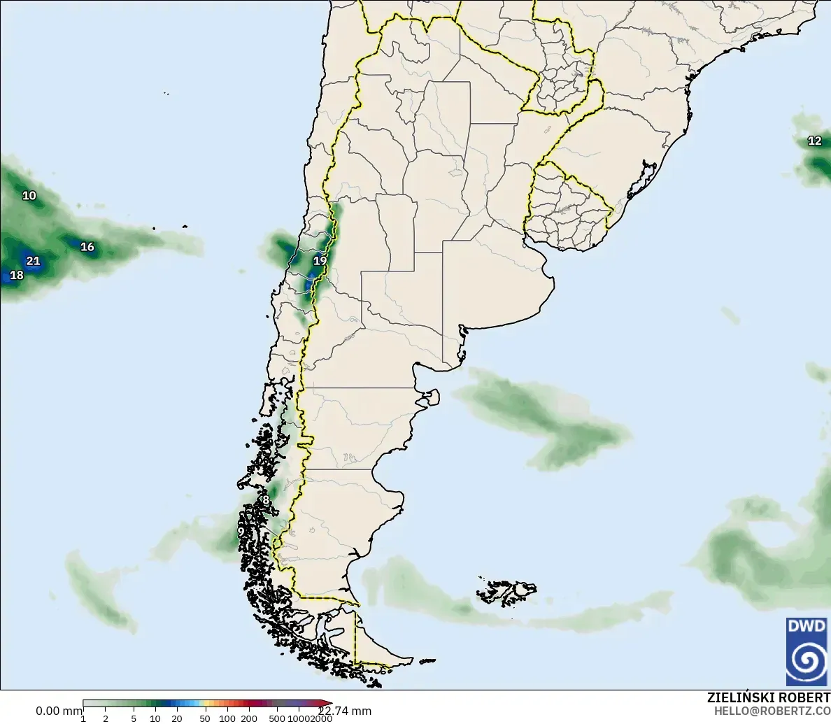 ICON modelo - Argentina, Acumulación de precipitación