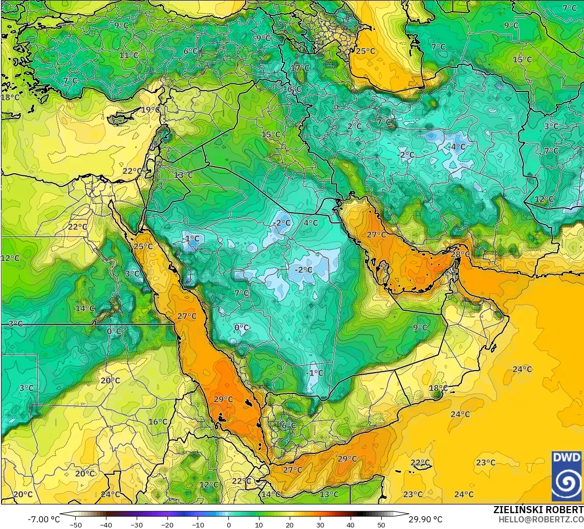 ICON modelo - Oriente Medio, Punto de rocío a 2 m