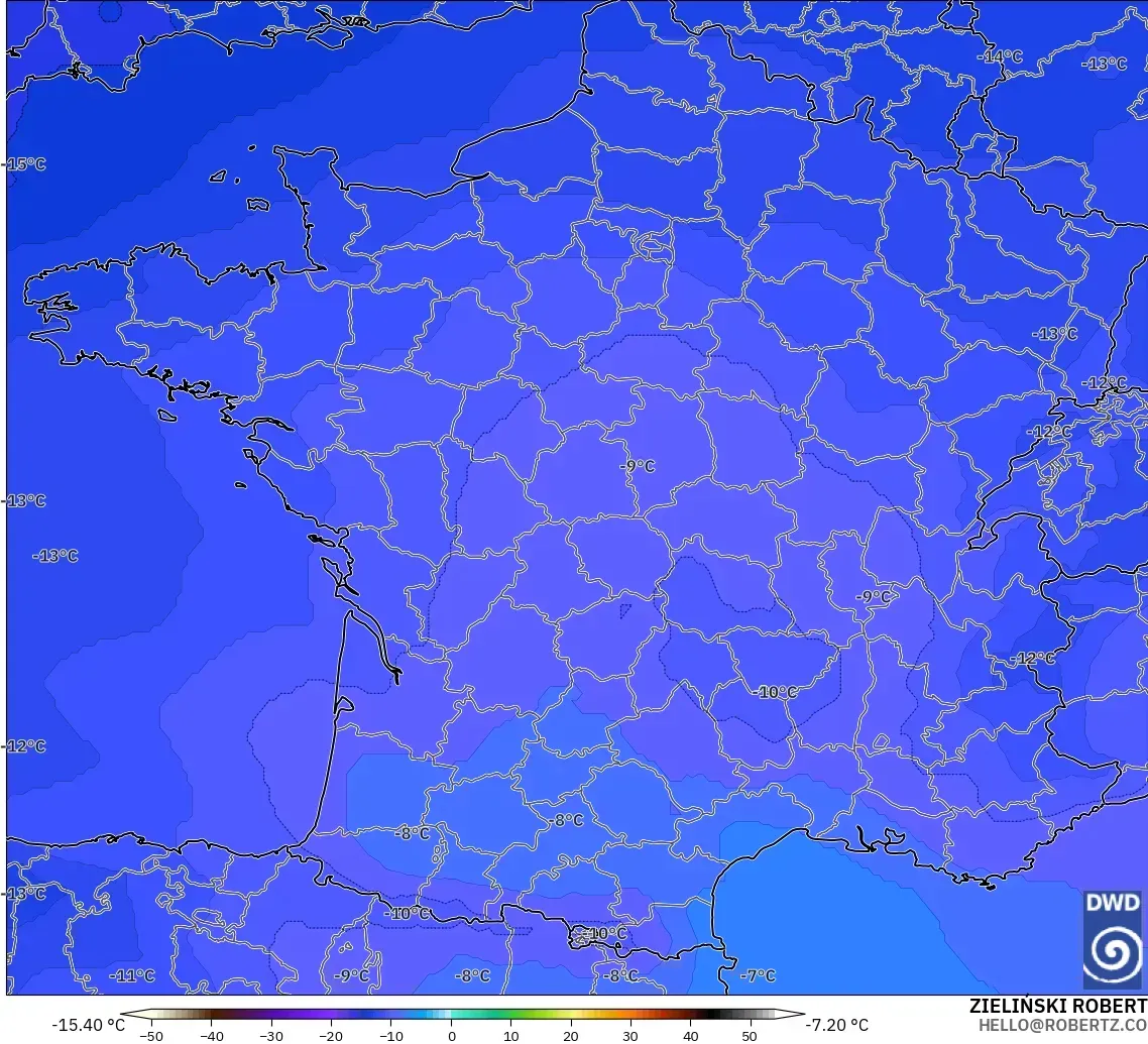 ICON modelo - Francia, Temperatura a 500 hPa