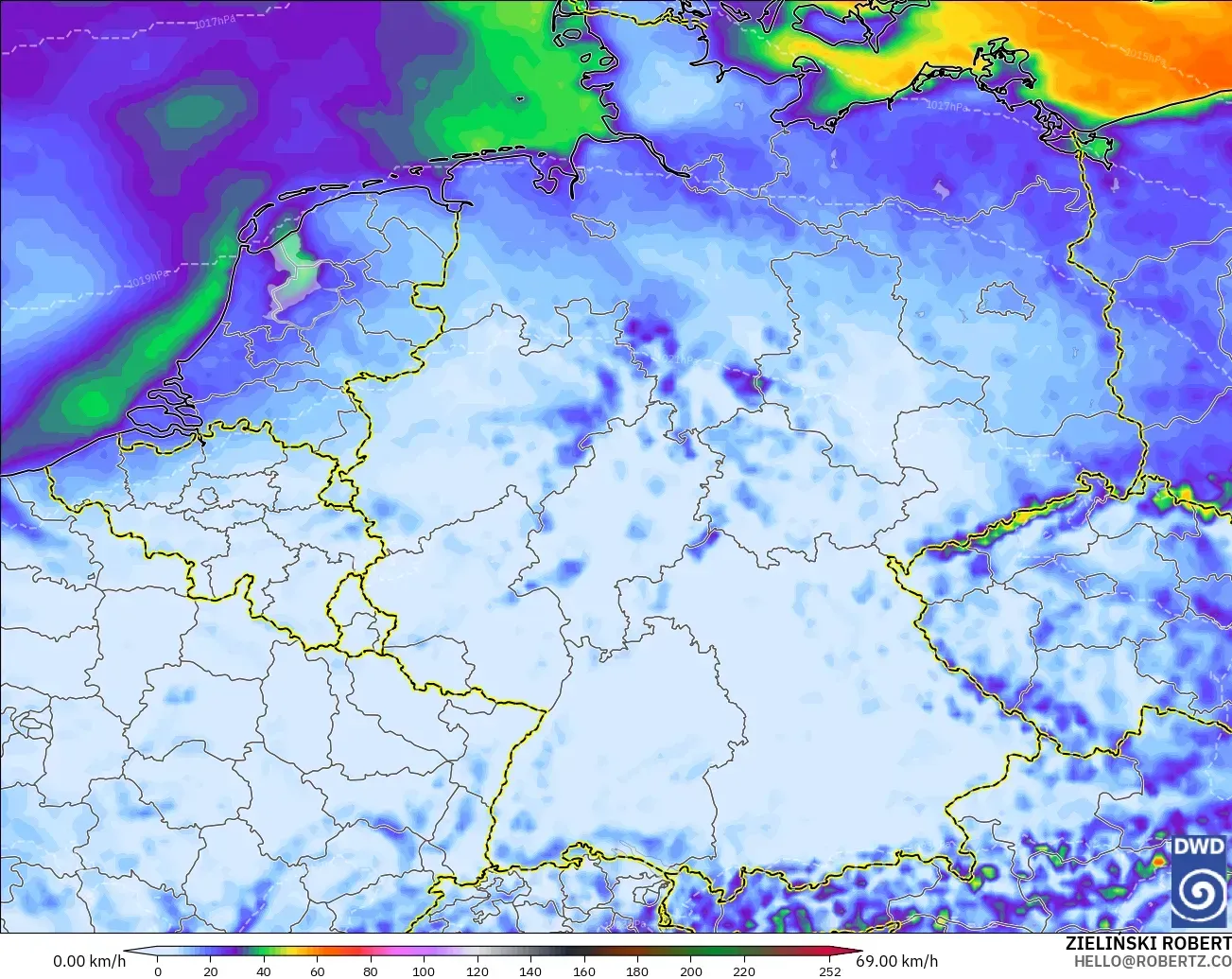 ICON modelo - Alemania, Ráfagas de viento