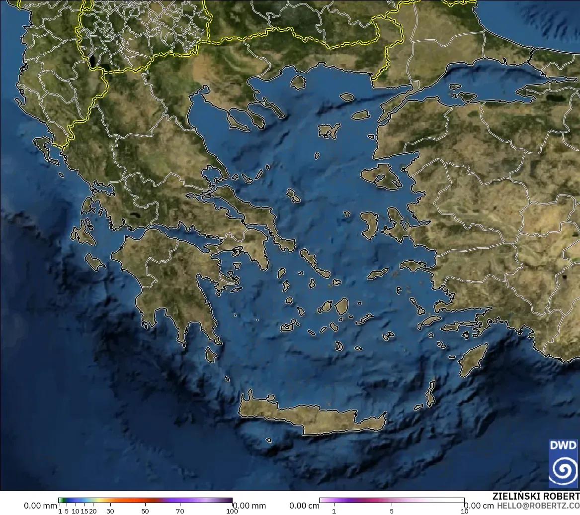 ICON modelo - Grecia, Precipitación, nubes y presión